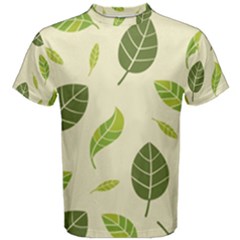 Leaf Spring Seamless Pattern Fresh Green Color Nature Men s Cotton Tee