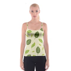 Leaf Spring Seamless Pattern Fresh Green Color Nature Spaghetti Strap Top