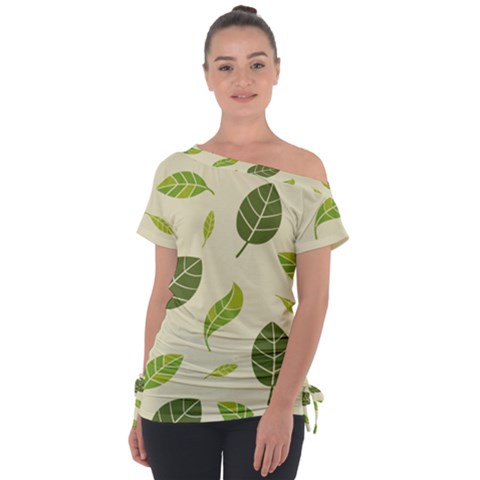 Leaf Spring Seamless Pattern Fresh Green Color Nature Tie-up Tee by BangZart