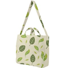 Leaf Spring Seamless Pattern Fresh Green Color Nature Square Shoulder Tote Bag by BangZart