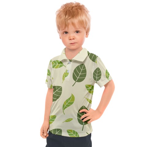 Leaf Spring Seamless Pattern Fresh Green Color Nature Kids  Polo Tee by BangZart