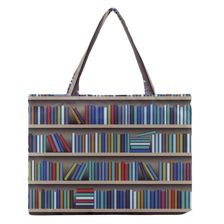 Bookshelf Zipper Medium Tote Bag