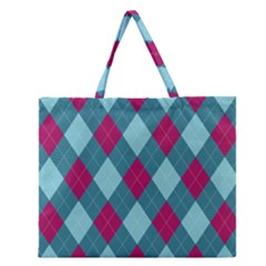 Argyle Pattern Seamless Fabric Texture Background Classic Argill Ornament Zipper Large Tote Bag