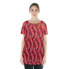 Chili Pattern Red Skirt Hem Sports Top by BangZart