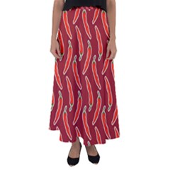 Chili Pattern Red Flared Maxi Skirt by BangZart