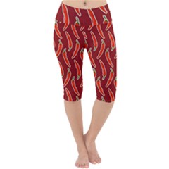 Chili Pattern Red Lightweight Velour Cropped Yoga Leggings by BangZart