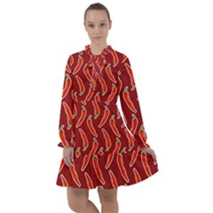 Chili Pattern Red All Frills Chiffon Dress by BangZart