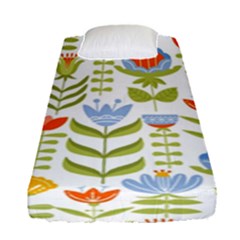 Seamless Pattern With Various Flowers Leaves Folk Motif Fitted Sheet (single Size)