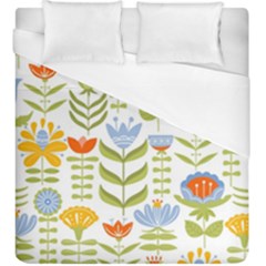 Seamless Pattern With Various Flowers Leaves Folk Motif Duvet Cover (king Size)