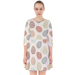 Seamless Pattern Colorful Easter Egg Flat Icons Painted Traditional Style Smock Dress