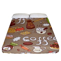 Vector seamless pattern with doodle coffee equipment Fitted Sheet (California King Size)