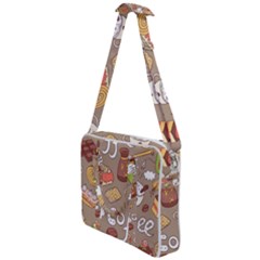 Vector seamless pattern with doodle coffee equipment Cross Body Office Bag