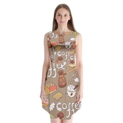 Vector seamless pattern with doodle coffee equipment Sleeveless Chiffon Dress  