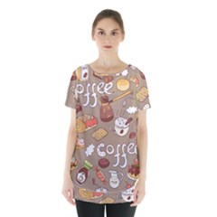 Vector Seamless Pattern With Doodle Coffee Equipment Skirt Hem Sports Top