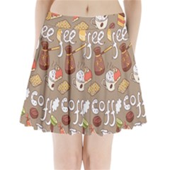 Vector seamless pattern with doodle coffee equipment Pleated Mini Skirt