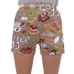 Vector seamless pattern with doodle coffee equipment Sleepwear Shorts