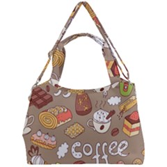 Vector seamless pattern with doodle coffee equipment Double Compartment Shoulder Bag