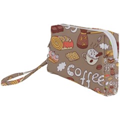 Vector seamless pattern with doodle coffee equipment Wristlet Pouch Bag (Small)