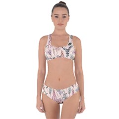 Watercolor Floral Seamless Pattern Criss Cross Bikini Set