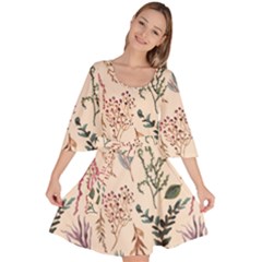 Watercolor Floral Seamless Pattern Velour Kimono Dress
