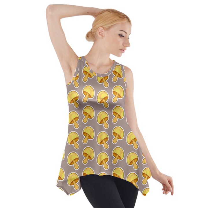 Yellow mushroom pattern Side Drop Tank Tunic