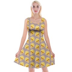 Yellow Mushroom Pattern Reversible Velvet Sleeveless Dress