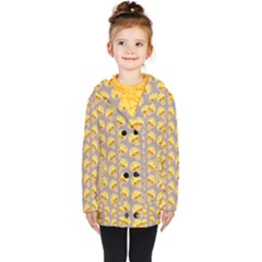 Yellow Mushroom Pattern Kids  Double Breasted Button Coat