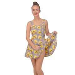 Yellow Mushroom Pattern Inside Out Casual Dress