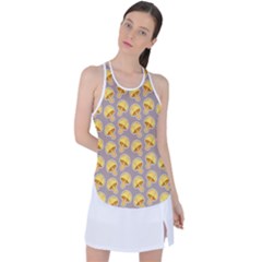 Yellow Mushroom Pattern Racer Back Mesh Tank Top