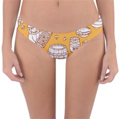 Vector Honey Element Doodle Seamless Pattern With Beehive Beeke Reversible Hipster Bikini Bottoms