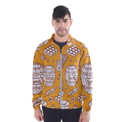 Vector Honey Element Doodle Seamless Pattern With Beehive Beeke Men s Windbreaker