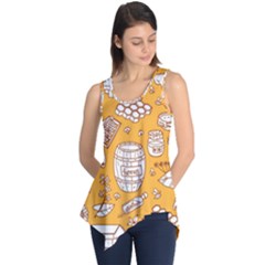 Vector Honey Element Doodle Seamless Pattern With Beehive Beeke Sleeveless Tunic