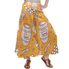 Vector Honey Element Doodle Seamless Pattern With Beehive Beeke Satin Palazzo Pants