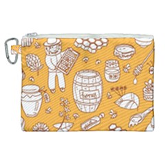 Vector Honey Element Doodle Seamless Pattern With Beehive Beeke Canvas Cosmetic Bag (xl)