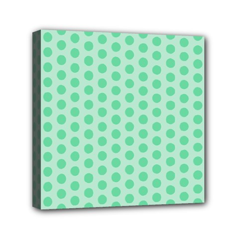 Polka Dots Mint Green, Pastel Colors, Retro, Vintage Pattern Mini Canvas 6  X 6  (stretched) by Casemiro