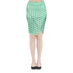 Polka Dots Mint Green, Pastel Colors, Retro, Vintage Pattern Midi Wrap Pencil Skirt
