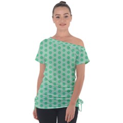 Polka Dots Mint Green, Pastel Colors, Retro, Vintage Pattern Tie-up Tee