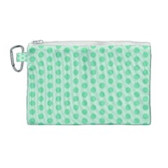 Polka Dots Mint Green, Pastel Colors, Retro, Vintage Pattern Canvas Cosmetic Bag (large)