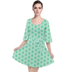 Polka Dots Mint Green, Pastel Colors, Retro, Vintage Pattern Velour Kimono Dress by Casemiro