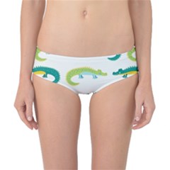 Cute Cartoon Alligator Kids Seamless Pattern With Green Nahd Drawn Crocodiles Classic Bikini Bottoms by BangZart