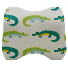 Cute Cartoon Alligator Kids Seamless Pattern With Green Nahd Drawn Crocodiles Velour Head Support Cushion by BangZart