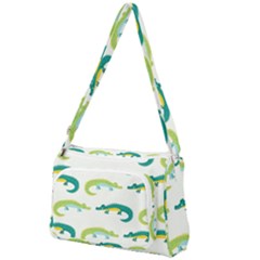 Cute Cartoon Alligator Kids Seamless Pattern With Green Nahd Drawn Crocodiles Front Pocket Crossbody Bag by BangZart