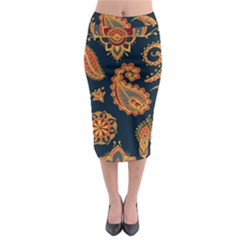 Bright Seamless Pattern With Paisley Mehndi Elements Hand Drawn Wallpaper With Floral Traditional  Midi Pencil Skirt