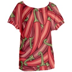 Seamless Chili Pepper Pattern Women s Oversized Tee