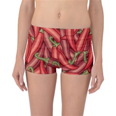 Seamless Chili Pepper Pattern Reversible Boyleg Bikini Bottoms