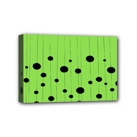 Bubbles At Strings Lemon Green And Black, Geometrical Pattern Mini Canvas 6  X 4  (stretched)