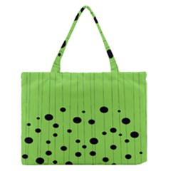 Bubbles At Strings Lemon Green And Black, Geometrical Pattern Zipper Medium Tote Bag by Casemiro