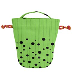 Bubbles At Strings Lemon Green And Black, Geometrical Pattern Drawstring Bucket Bag