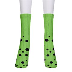 Bubbles At Strings Lemon Green And Black, Geometrical Pattern Men s Crew Socks