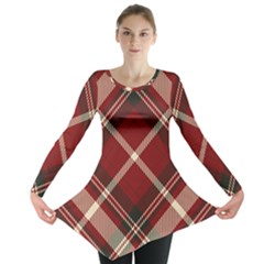Tartan Scotland Seamless Plaid Pattern Vector Retro Background Fabric Vintage Check Color Square Long Sleeve Tunic 